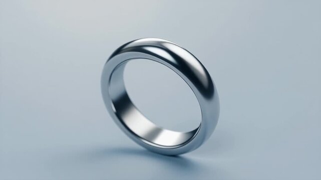 closeup of a minimalist silver ring with cold soft light