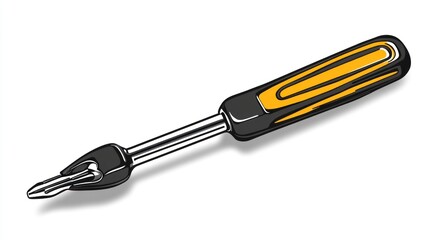 Fototapeta premium Illustrated screwdriver isolated on white background for tools and repair