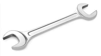 Metallic wrench tool isolated on white background for repair and construction