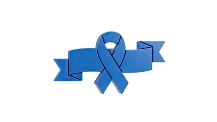 3D Blue ribbon and banner symbol on transparent background
