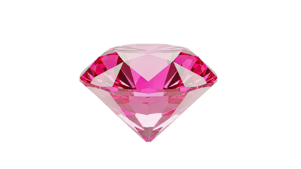 3D Pink Diamond Gemstone on transparent background