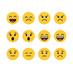 Fototapeta premium Emoji Faces Set with Mixed Emotions