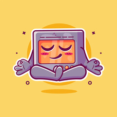 funny microwave character mascot with yoga meditation pose isolated cartoon 