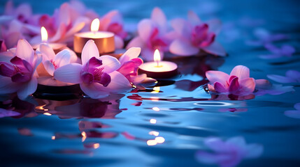 spa still life with pink orchid