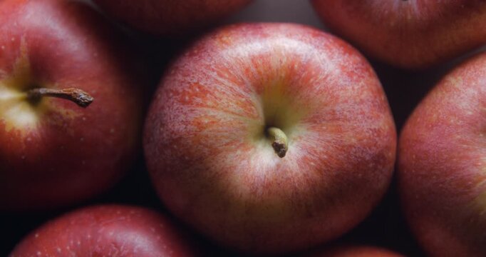 Apples close up studio shot over rotating