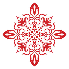 Vintage red flowers, mandala patterns, tile pattern elements.