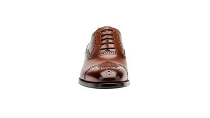 Brown leather wingtip dress shoe On Transparent Background