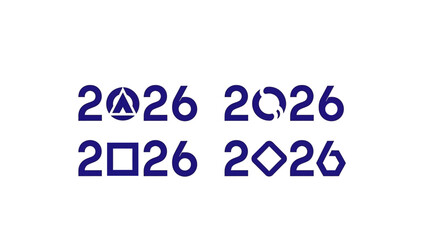 Obraz premium Modern abstract designs for the year 2026 featuring geometric shapes and numbers