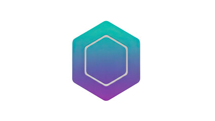 3D Hexagonal Icon with Gradient on transparent background