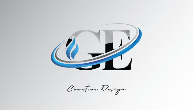 GE Flame Swoosh Monogram Logo &ndash; Energy, Tech & Futuristic Branding