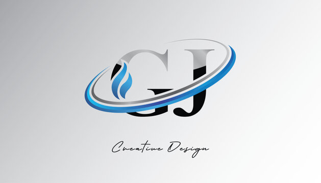 GJ Flame Swoosh Monogram Logo &ndash; Energy, Tech & Futuristic Branding