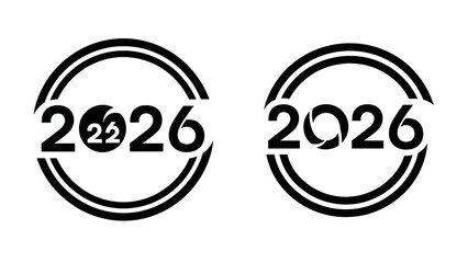 Obraz premium Modern graphic design elements featuring the year 2026 with unique number stylizations
