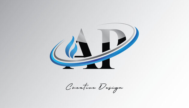 AP Flame Swoosh Monogram Logo &ndash; Energy, Tech & Futuristic Branding