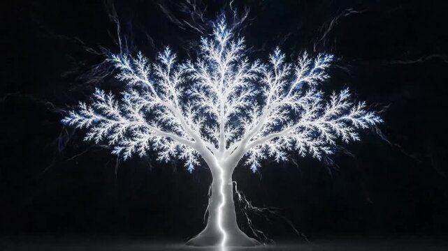 Lichtenberg Figure Tree - Electrifying Fractal Patterns on a Dark Background.