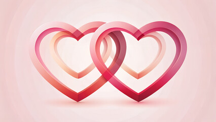 Intertwined pink and red hearts symbolize connection love and romantic relationships