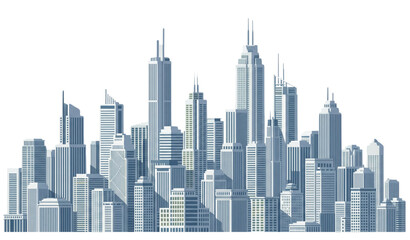 Modern city skyline vector illustration with skyscrapers and high-rise office buildings isolated on white background © MdRoni