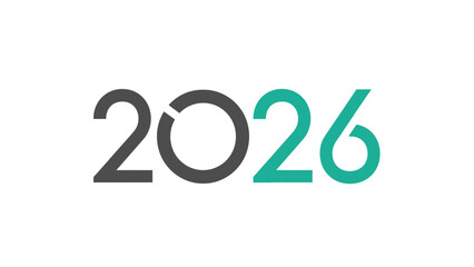 Modern Year 2026 Number Design Minimalist Graphic