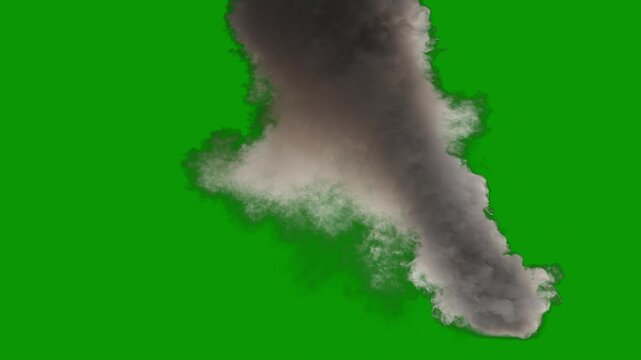 A cloud floating in the air on green screen and with smoke coming out of it animated chromakey background figure movement elements scene frame motion expression backgrounds emotion