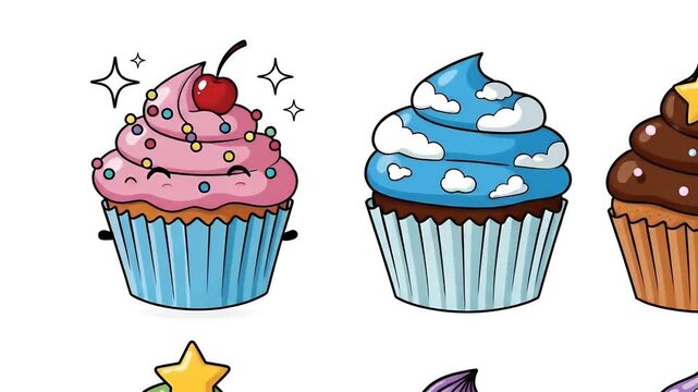 Delicious Cupcakes Assortment Colorful Frosting Sweet Desserts