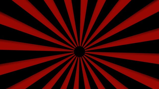 Dense, fast-moving starburst of many thin red and black rays spinning from the center.