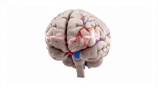 Detailed Human Brain Anatomy With Neural Network Animation Medical Background