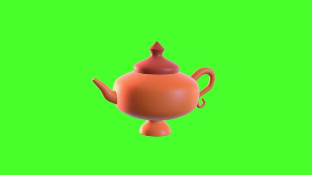 4K motion graphic 3D animation of islamic jug icon rotating on chroma key green screen background.