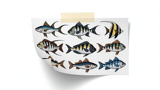 Diverse Pixel Art Fish Collection Vibrant Aquatic Underwater Life Illustration