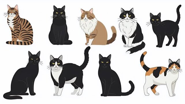 Diverse Pixel Art Cats Collection Vibrant 8-bit Feline Friends Variety