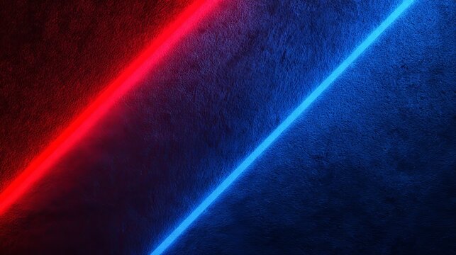 Vibrant red and blue neon lights on textured background - Powered by Adobe