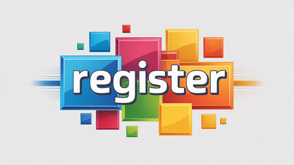 Dynamic Colorful Squares with the Word register and Light Streaks registration sign up
