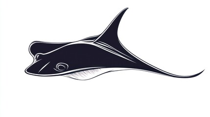 Stylized illustration of a manta ray swimming against white background