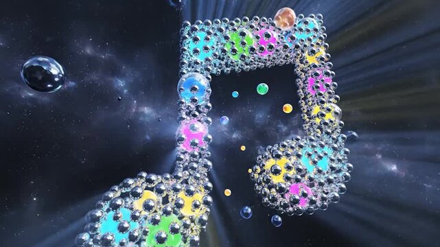 Musical Note Formed by Spheres in a Cosmic Setting.