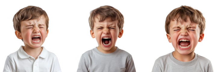 Child Screaming with Eyes Closed Showing Anger or Tantrum Expression isolated on transparent background png