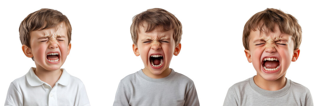 Child Screaming with Eyes Closed Showing Anger or Tantrum Expression isolated on transparent background png
