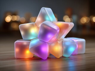Colorful Luminescent Cubes with Soft Glow for Creative Decor