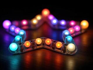 Colorful Star-Shaped Light Display with Vibrant LED Bulbs