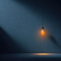 Minimalist Stylish Hanging Light Bulb in Modern Interior Space