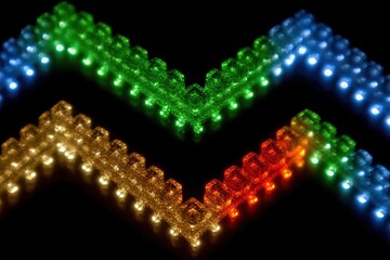 Colorful Light Patterns with LED Blocks on Dark Background