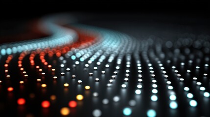 Abstract Colorful Wave Pattern of Dots on Dark Background