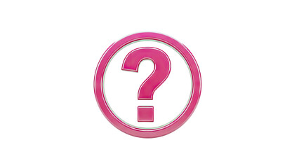 3D Pink question mark symbol inside a circle on transparent background