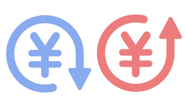 日本円マークと矢印のアイコンセット
