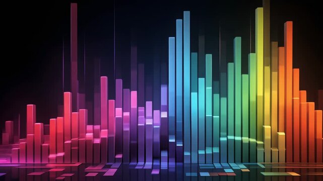 Vibrant 3D Bar Graph with Rainbow Color Gradient.