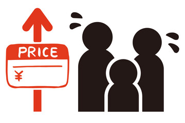 Rising Prices and Family Vector Illustration &ndash; Inflation and Household Budget Concept