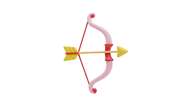 3D Cupid's Bow and Arrow on transparent background
