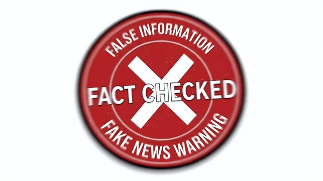 Fact Checked Stamp Warning False Information Fake News Label Round Red