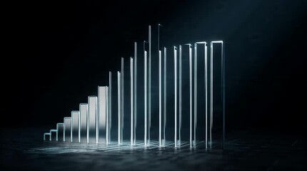 Abstract glass bars in dark futuristic setting with dramatic lighting