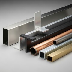 Assortment of Metal Profiles and Industrial Materials Displaying Variety of Shapes