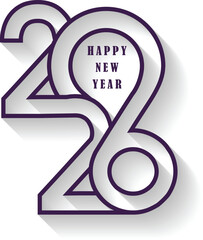 Stylish 2026 Outline Typography with Modern New Year Concept