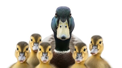 Adorable Duck Parents Watching Their Ducklings