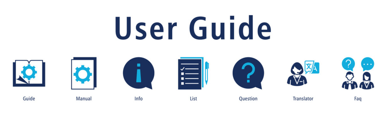 User Guide banner with icons of Guide, Manual, Info, List, Question, Translator and Faq.